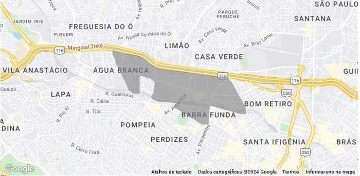 mapa do bairro Barra Funda