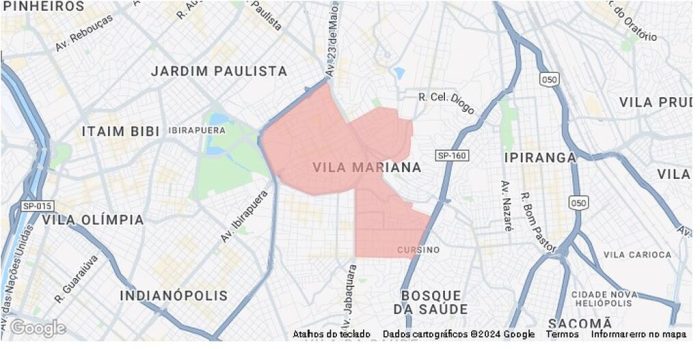 mapa da Vila Mariana em São Paulo